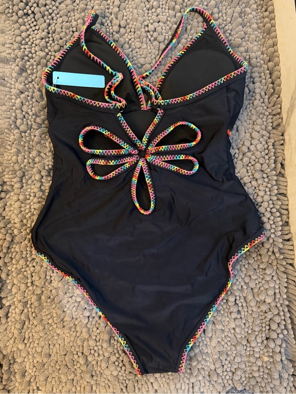 NWT Popvil Black Clam-Shell Trim One-Piece Women’s Swimsuit, Large - Picture 4 of 4